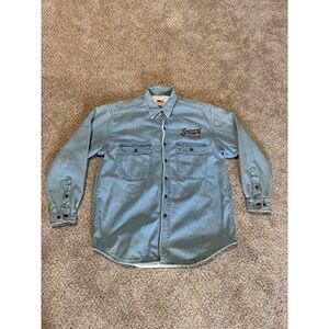 Vintage Pittsburgh Steelers Pro Elite Denim Jacket Mens Medium Blue Lined NFL